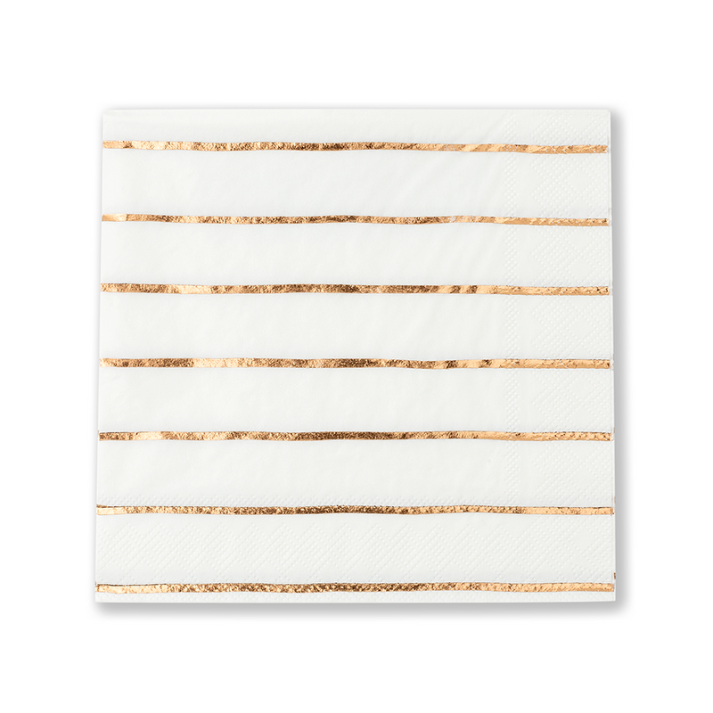 Rose Gold Frenchie Striped Large Napkins, Daydream Society