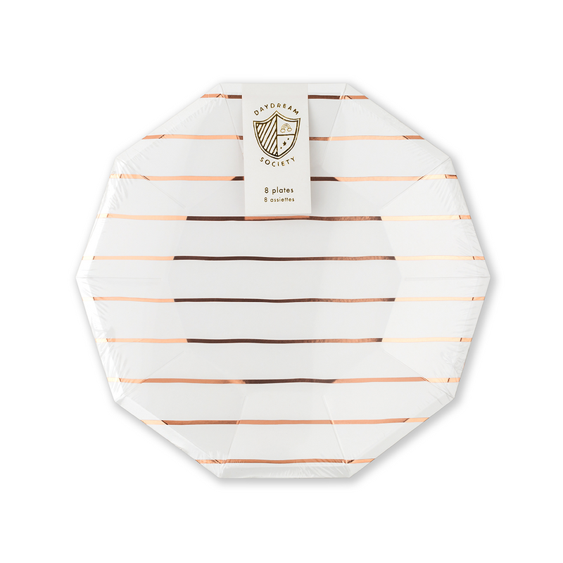 Rose Gold Frenchie Striped Small Plates, Daydream Society