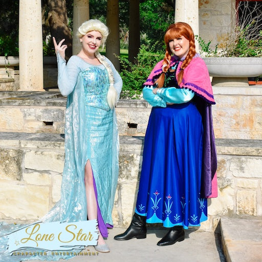 Your child will love having Elsa and Anna from Frozen entertain you. Hire Lonestar Character Entertainment in Austin Tx