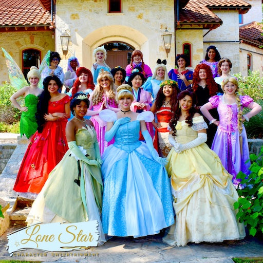 Hire Lonestar Character Entertainment Disney princesses for your next birthday party in the Austin area.