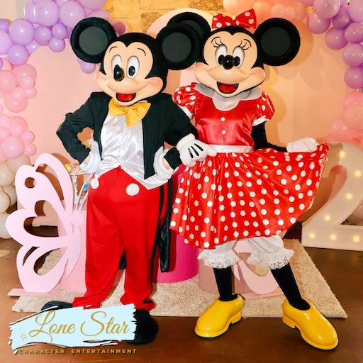 Let Mickey Mouse and Minne Mouse entertain at your next party with Lonestar Character Entertainment in Austin, TX