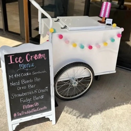 Freckled Fox Events & More catering and ice cream cart for kids birthday parties