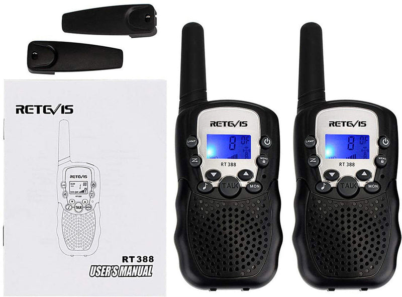 Retevis RT388 2 pcs Kids Walkie Talkies with Flashlight - Black