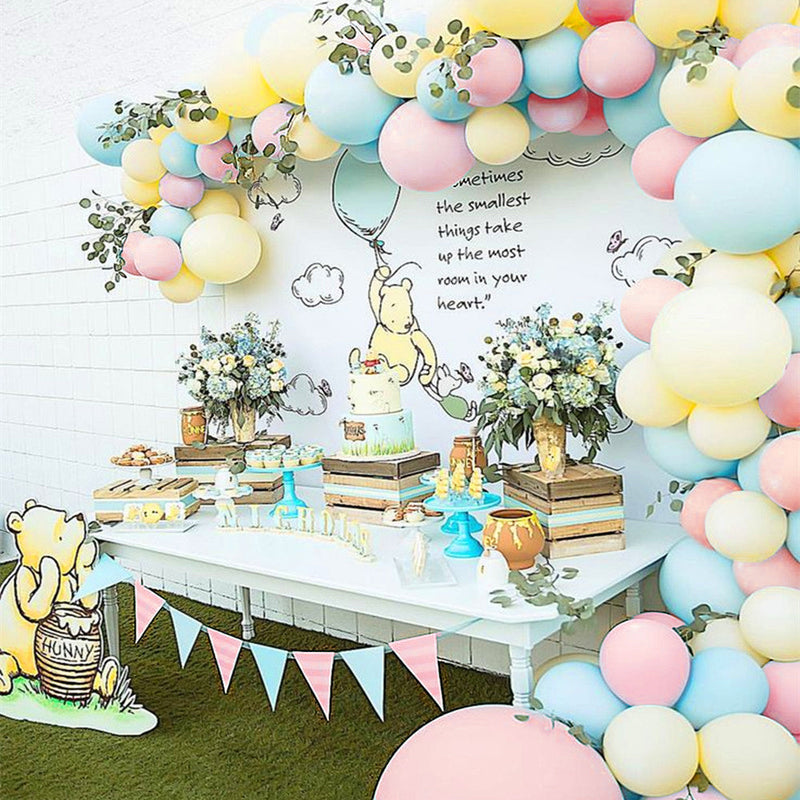 Classic Pooh Pastel Pink, Blue and Yellow Balloon Arch - Balloon Garland Kit