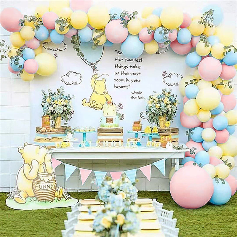 Classic Pooh Pastel Pink, Blue and Yellow Balloon Arch - Balloon Garland Kit