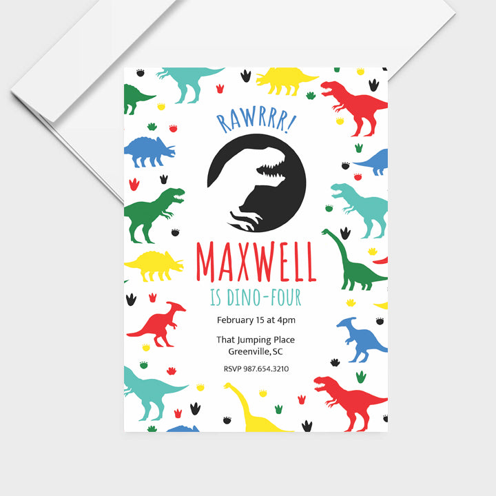 Dinosaur Personalized Print Invites | Two-Rex, Three-Rex, Dino-Four, Five-o-Saurus