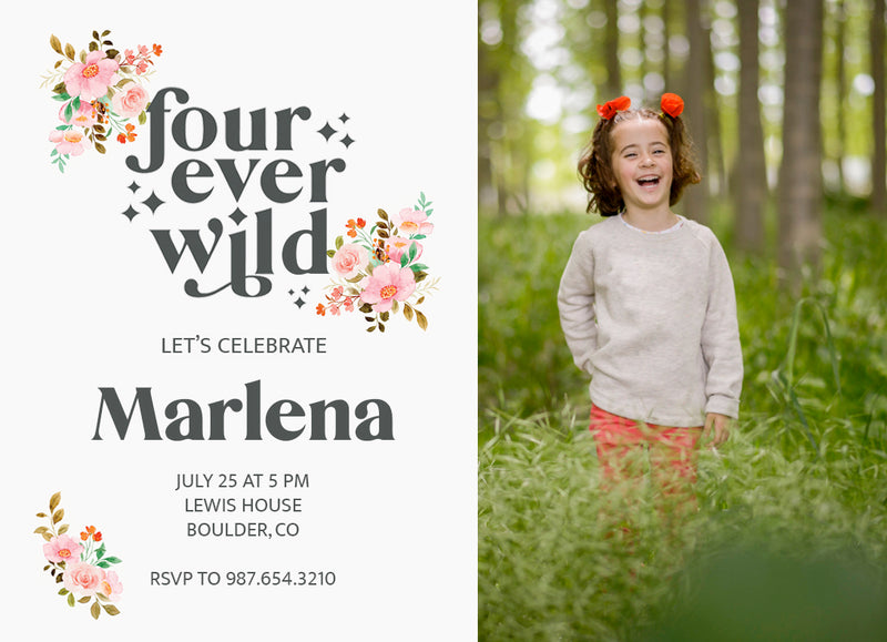 Fourever Wild Flowers Personal Photo Invite Personalized Print
