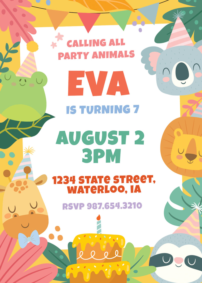 Party Animal Invite Digital Download