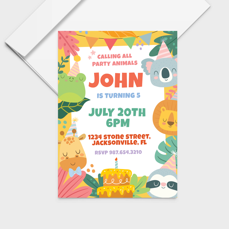 Party Animal Invite Personalized Print