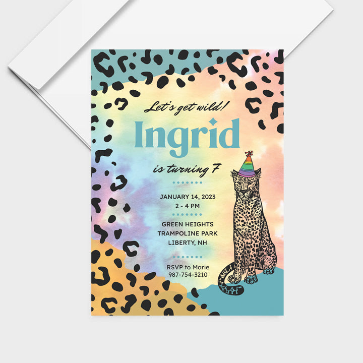 Rainbow Leopard Personalized Print Invites