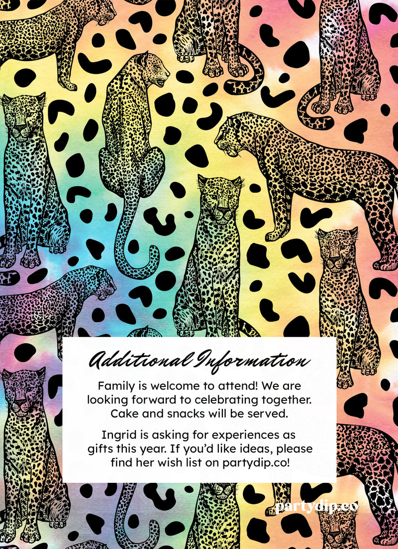 Rainbow Leopard Personalized Print Invites