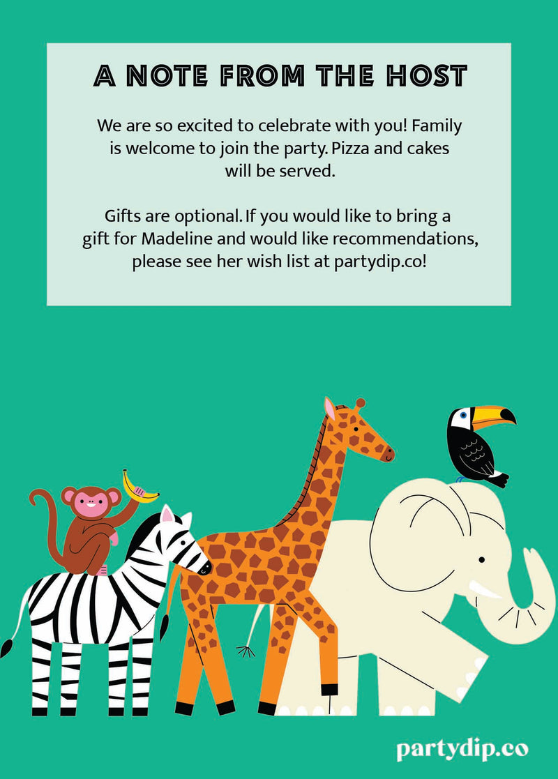 Safari Animals Invite Personalized Print