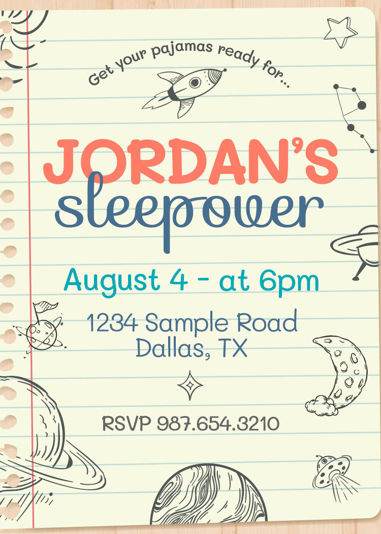 Sleepover Party Bold Invite Personalized Print