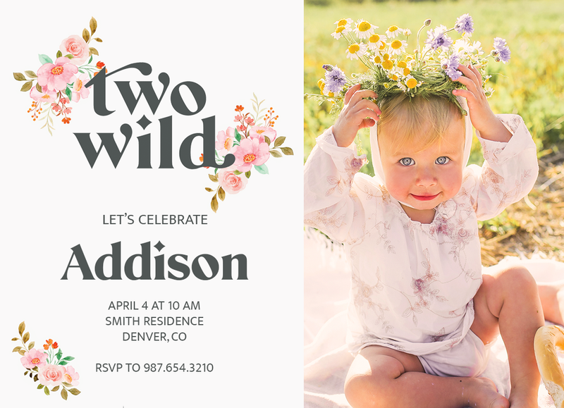 Two Wild Flowers Personal Photo Invite Personalized Print
