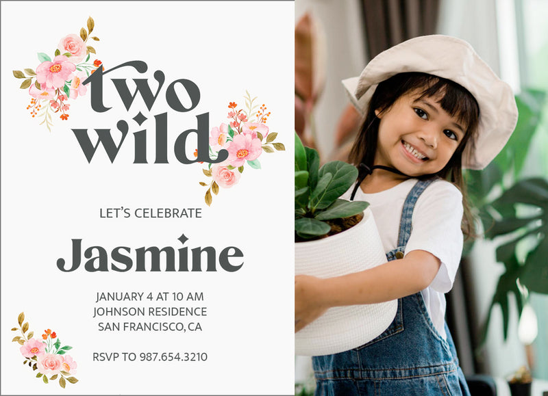Two Wild Flowers Personal Photo Invite Digital Download