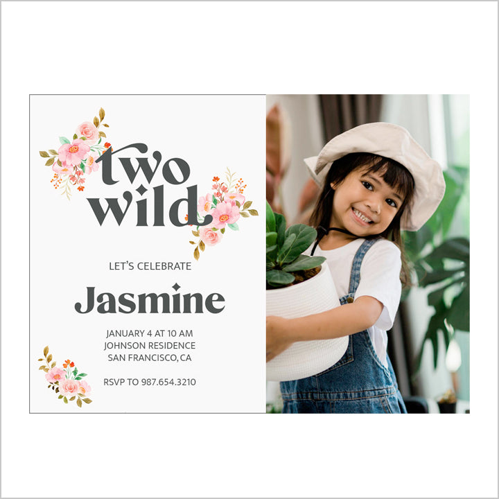 Two Wild Flowers Personal Photo Invite Digital Download