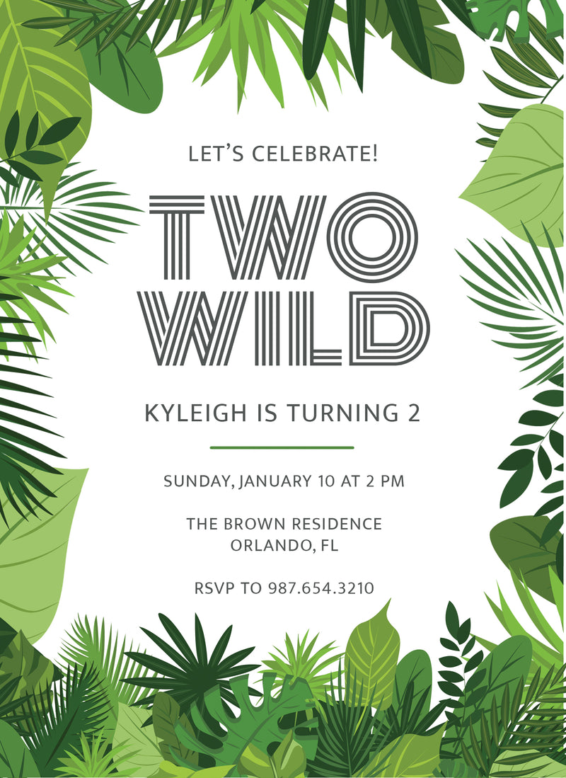 Two Wild Jungle Invite Personalized Print