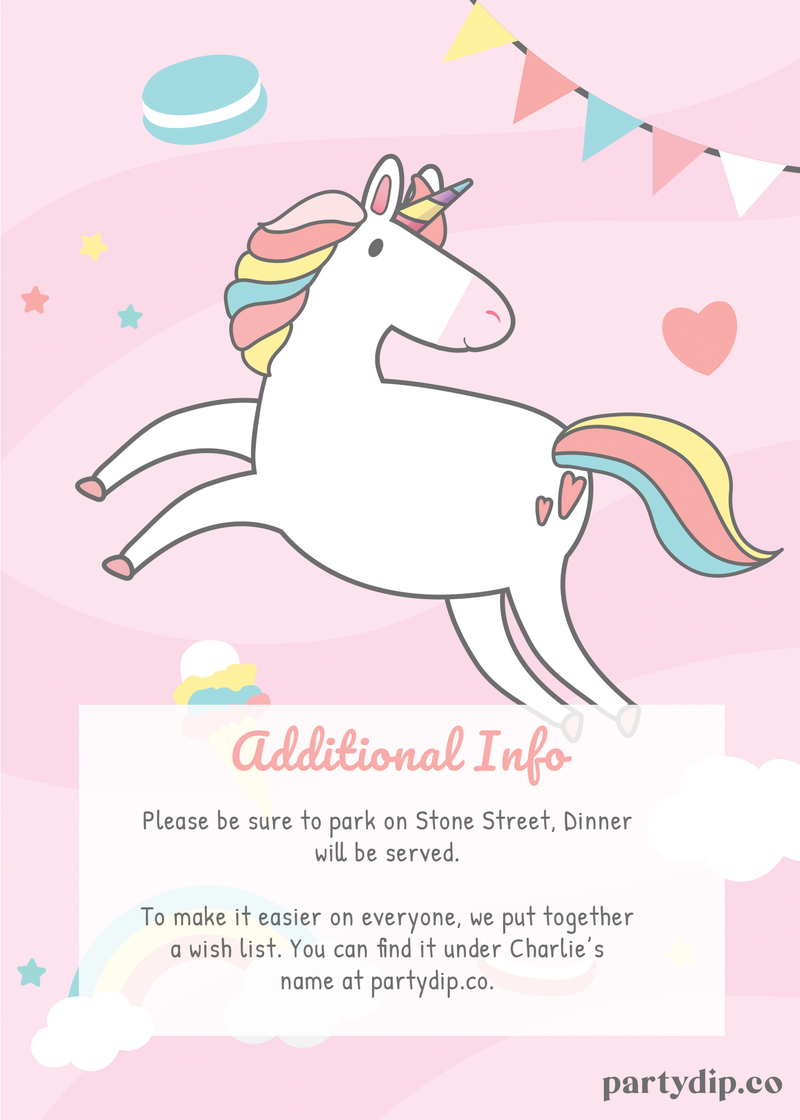 Unicorn Invite Personalized Print