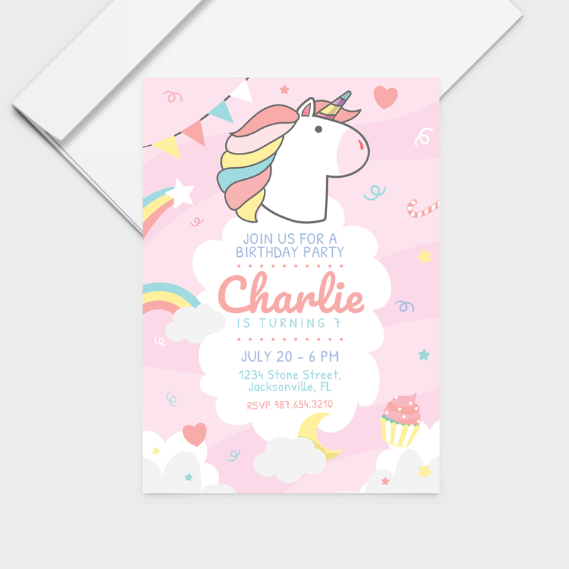 Unicorn Invite Personalized Print