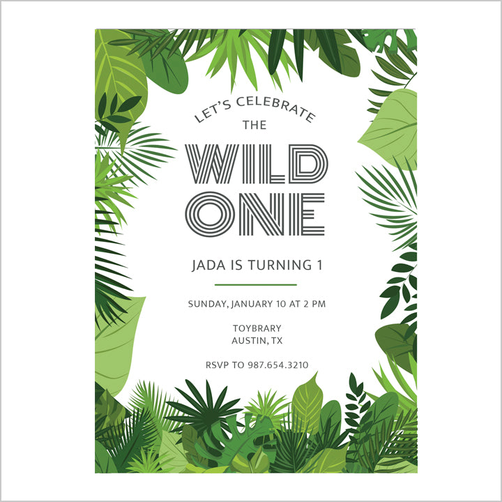 Wild One Jungle Invite Digital Download