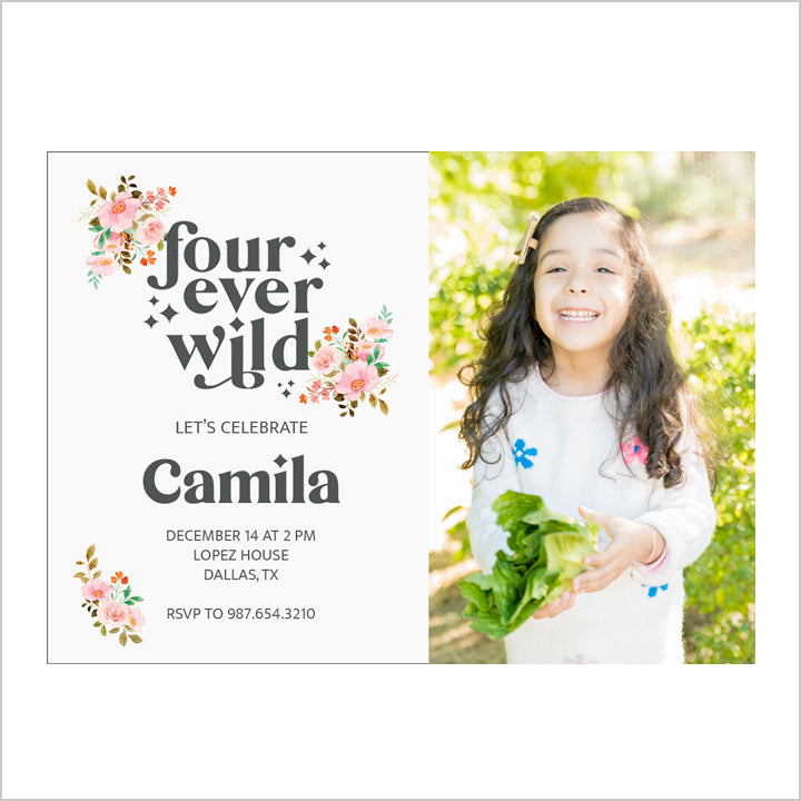 Fourever Wild Flowers Personal Photo Invite Digital Download