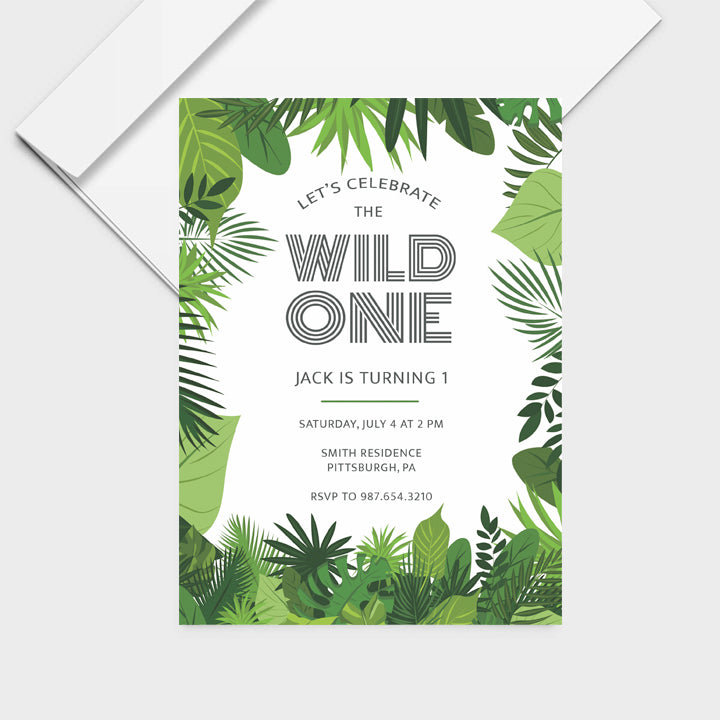 Wild One Jungle Invite Personalized Print