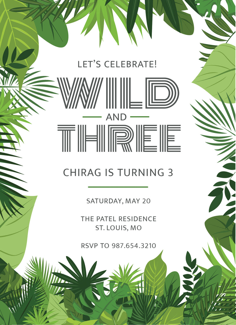 Wild & Three Jungle Invite Digital Download
