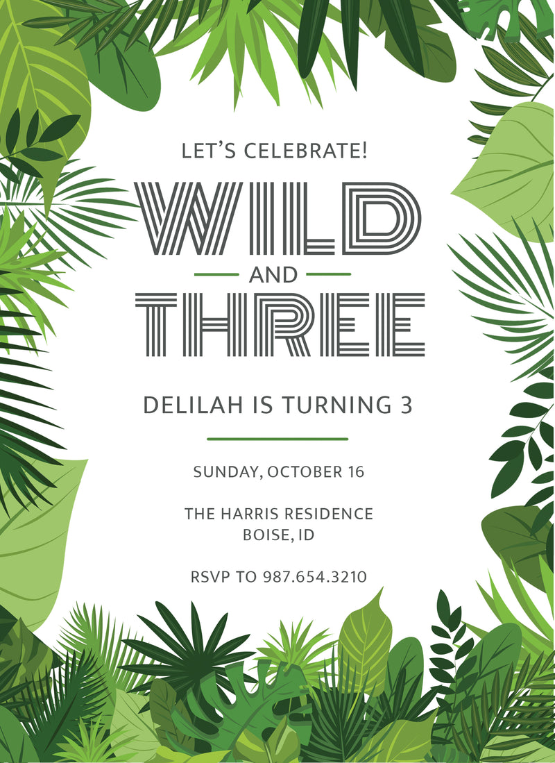 Wild & Three Jungle Invite Personalized Print