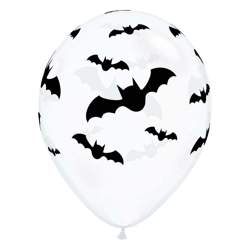 Clear Latex Balloon with Black Bats (10 Pack)
