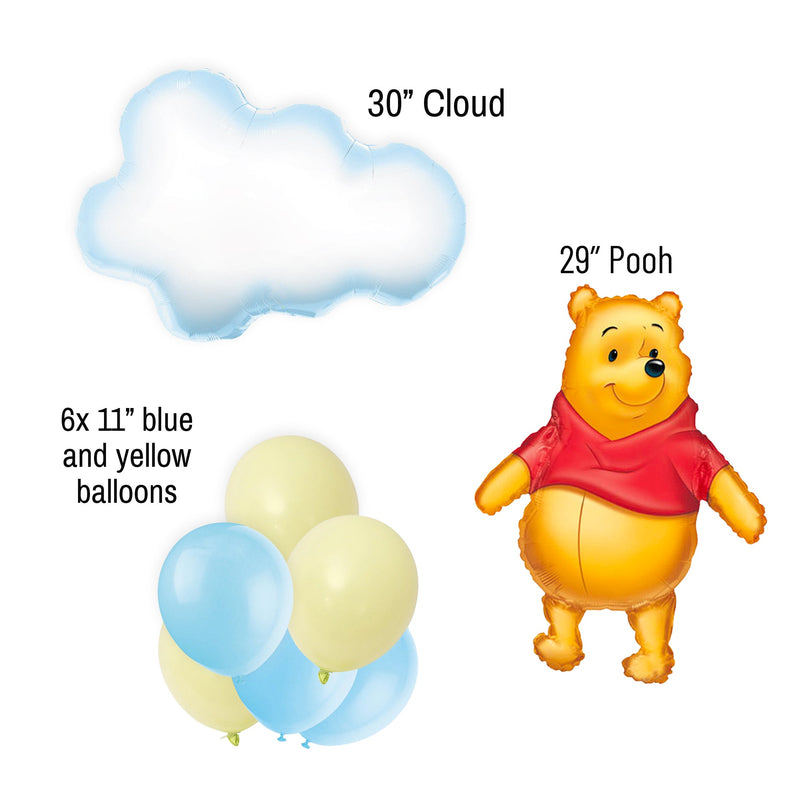 Blue and Yellow Classic Pooh Pastel Baby Shower Balloon Bouquet