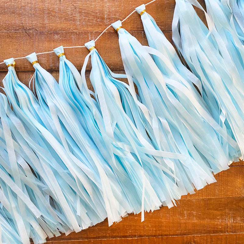 Pastel Blue Paper Tassel Tail - Tassel DIY Garland Kit