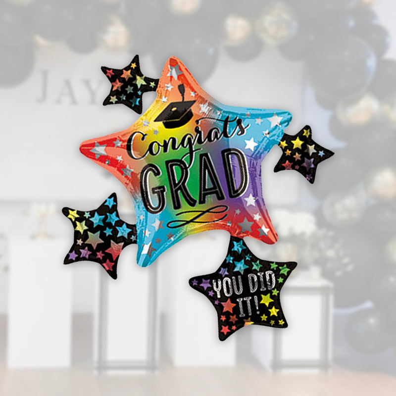 Congrats Grad Rainbow Star Graduation Balloon 35"