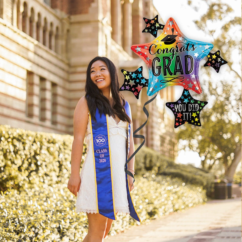 Congrats Grad Rainbow Star Graduation Balloon 35"