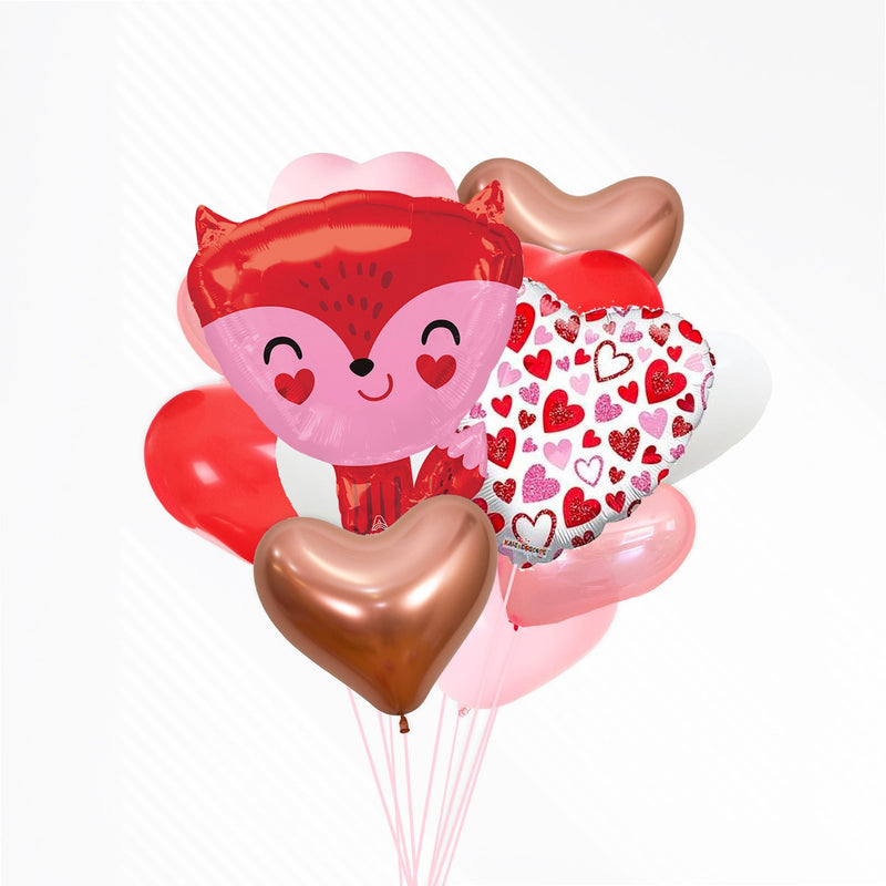 Red & Pink Cute Fox Mylar Balloon (18 inches)