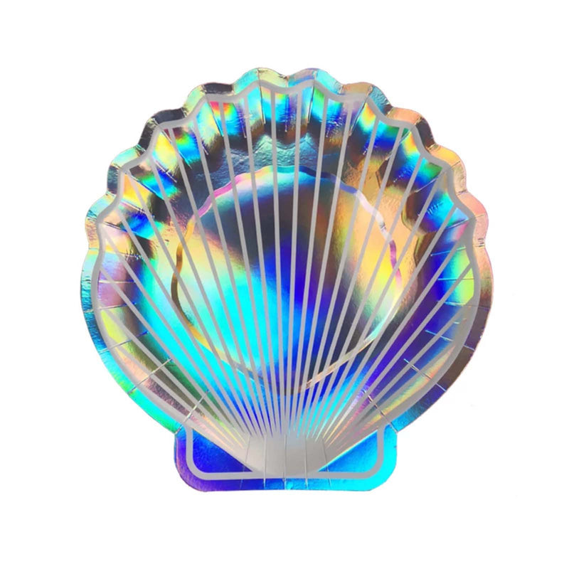Mermaid Holographic Shell Paper Plates (Set of 8)