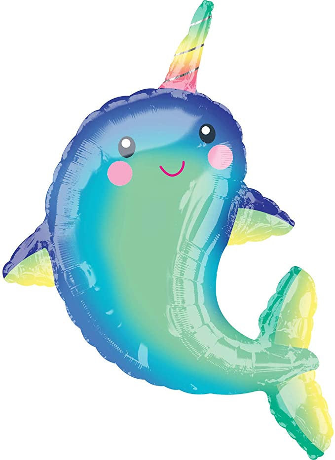 39 inch Giant Rainbow Narwhal Kids Birthday Party Balloons