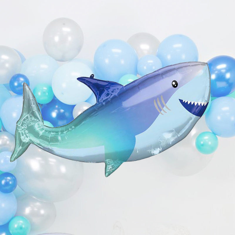 Blue 38-Inch Underwater Giant Shark Kids Birthday Party Balloons