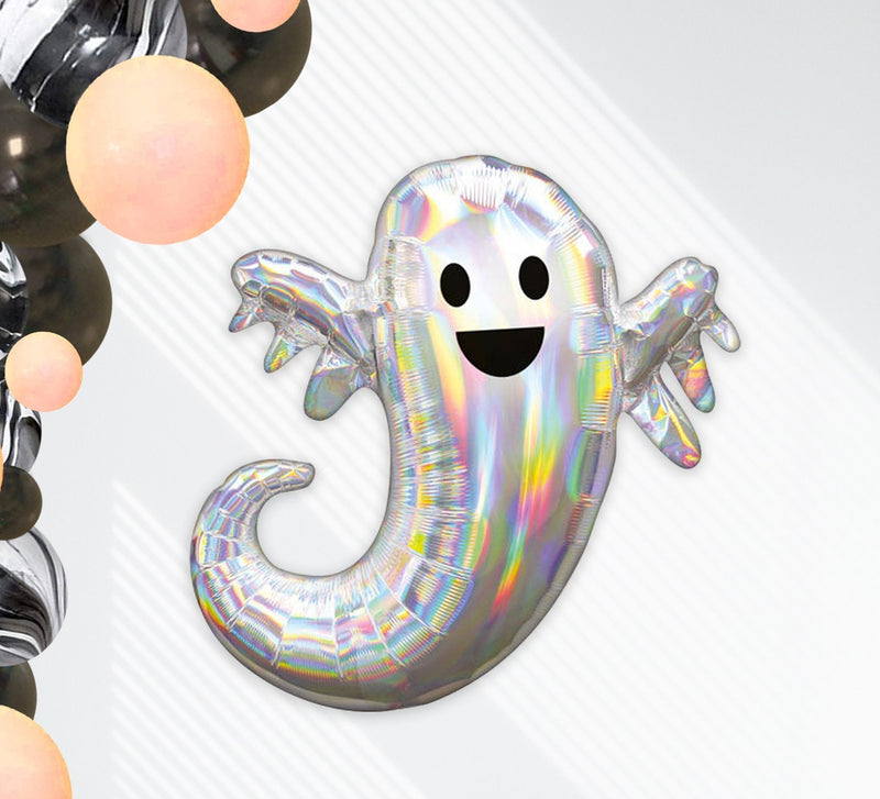 Shiny 28 Inches Large Cute Holographic Ghost Halloween Party Balloon
