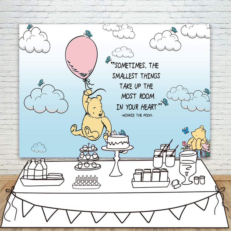 Classic Winnie the Pooh Pink Vinyl Backdrop (5x7 Foot)