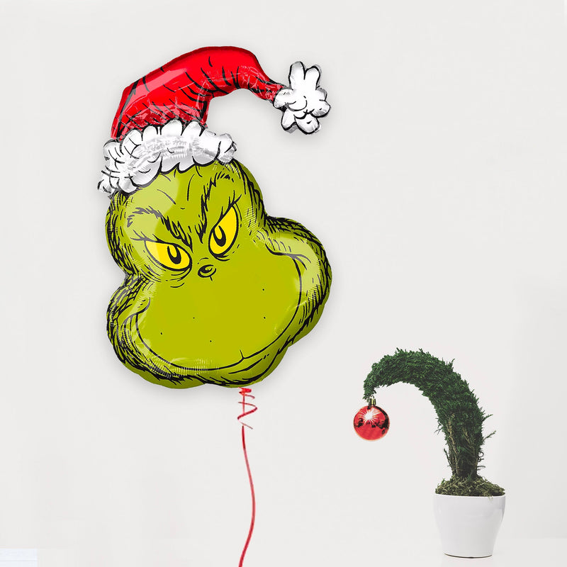 Red and Green 29-Inches Dr. Suess's the Grinch with Santa Hat Christmas Balloons