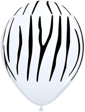 White Zebra Print Latex Balloons (10 Pack)