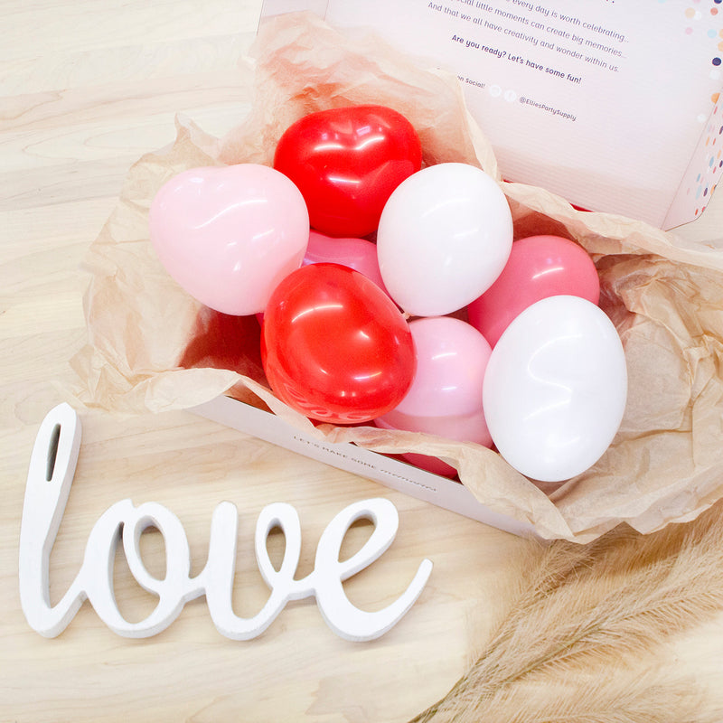 Assorted Mini Red Pink White Heart Balloons 6" (12 Pack)