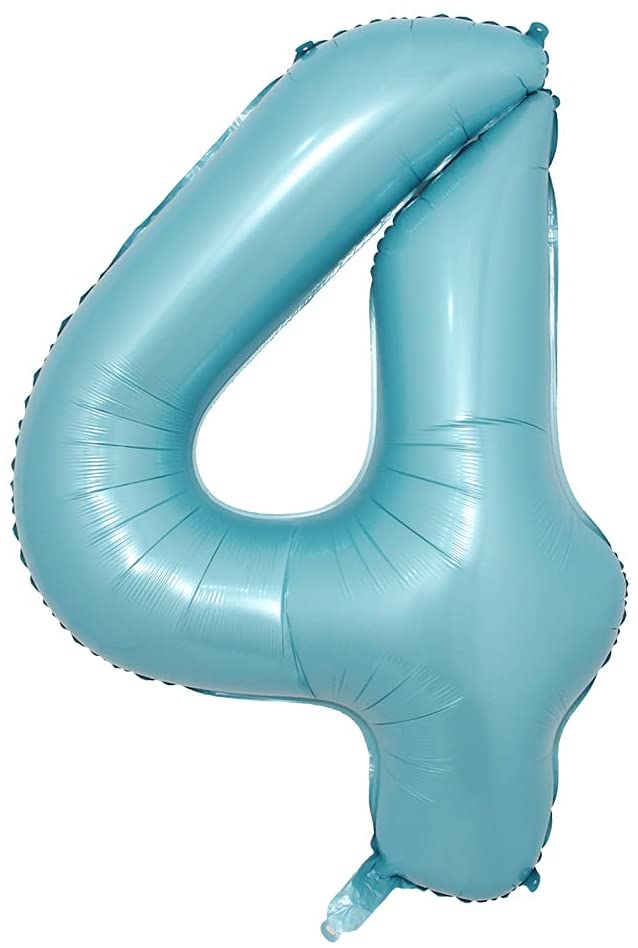 Giant Pastel Turquoise Blue Mylar Foil Number Balloons (40 Inches)