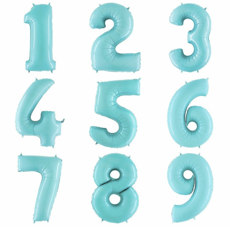 Giant Pastel Turquoise Blue Mylar Foil Number Balloons (40 Inches)