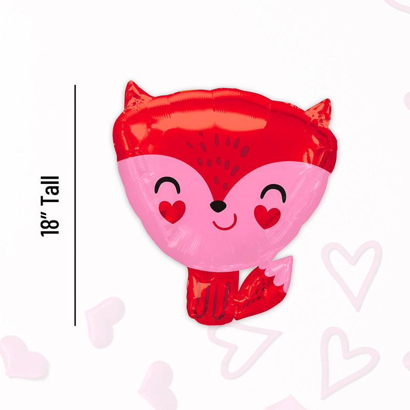 Red & Pink Cute Fox Mylar Balloon (18 inches)
