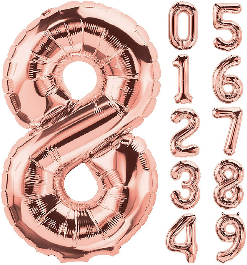 Giant Rose Gold Mylar Foil Number Balloons (34 Inches)