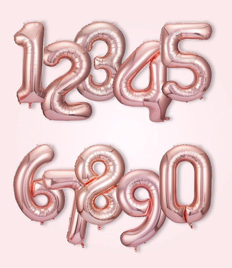 Giant Rose Gold Mylar Foil Number Balloons (34 Inches)