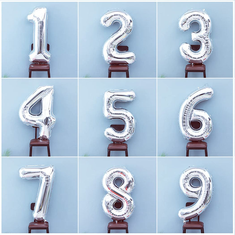 Giant Silver Mylar Foil Number Balloons (34 Inches)