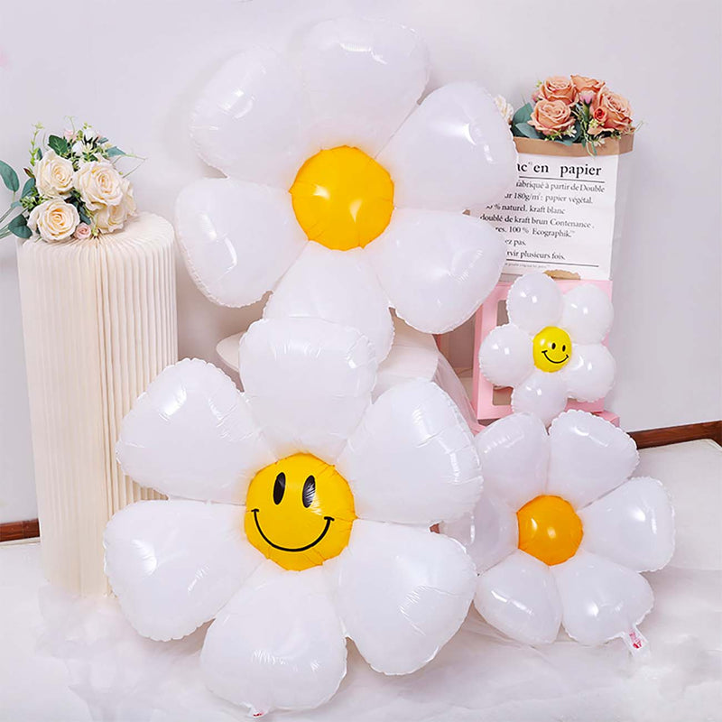 Smiley Face Daisy Flower Foil Balloon (18 Inches)