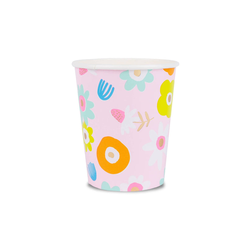 Flower Pastel Pink Paper Cups (Set of 8)